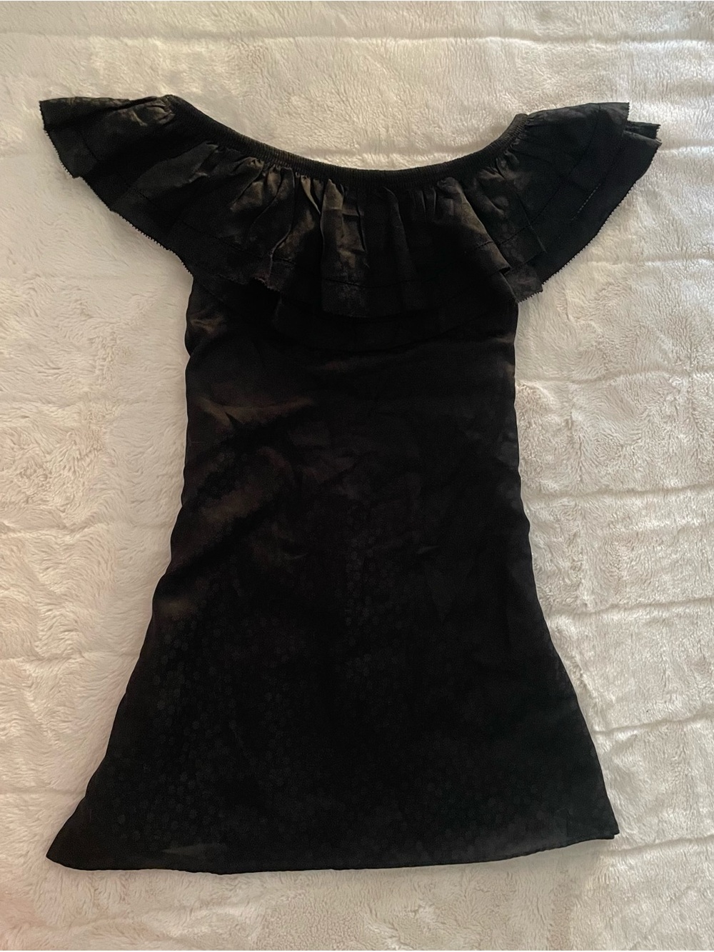 Juicy couture black silk off the shoulder top